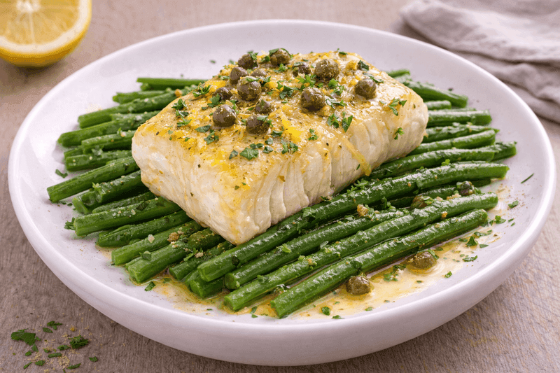 Cabillaud Citron-Câpres / Haricots Verts