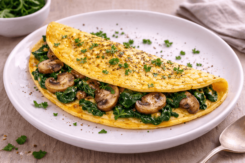 Omelette Épinards & Champignons